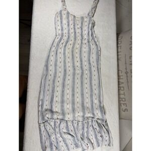 Urban Outfitters Striped Floral Maxi Dress Sweetheart Neck Ruggle Hem Med